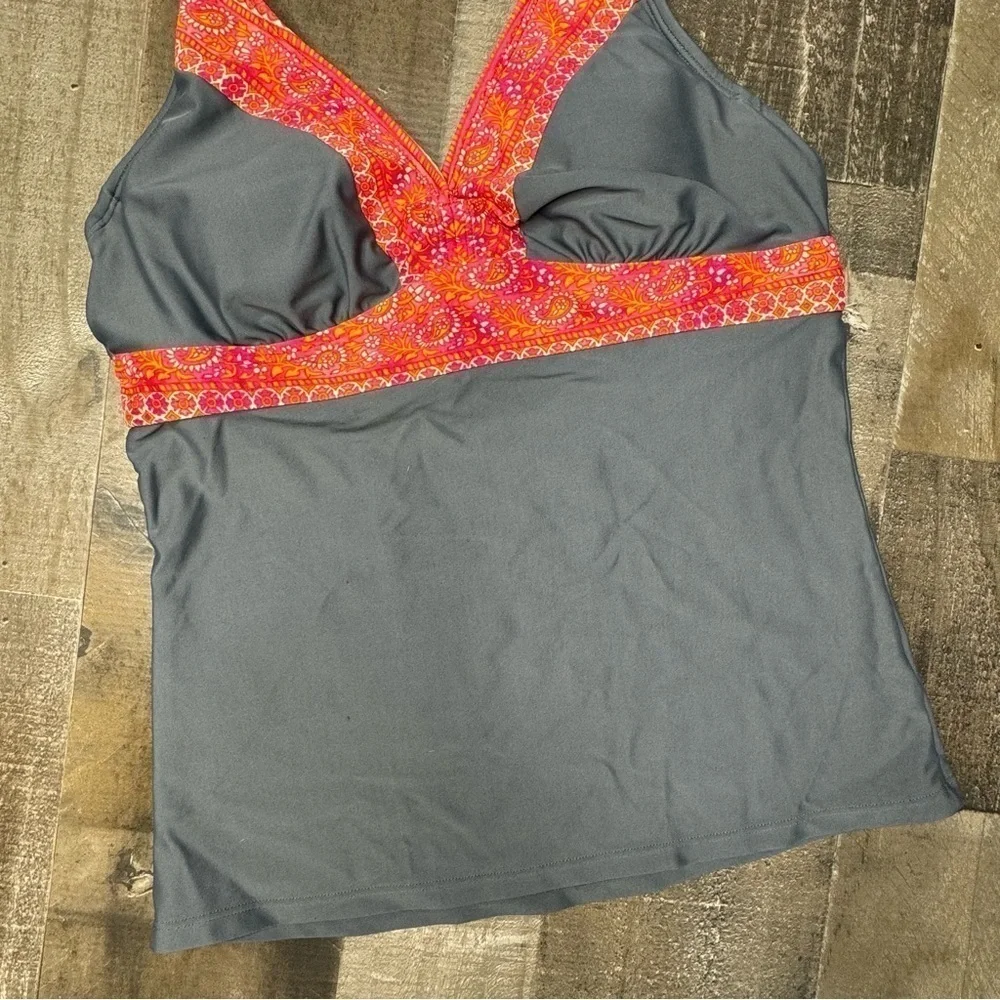 Athleta Ventana Boho Paisley Tiki Halter Bra TopTankini 34B/C Tall